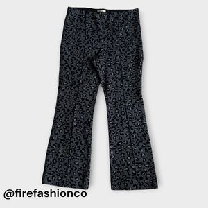 Mauve Boho Hippie Black Animal Print Knit Pants Gray Black Medium Pintuck Detail